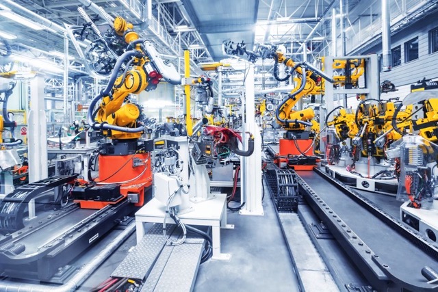 robots in a car factory PN-EN 60204-1 Helukabel